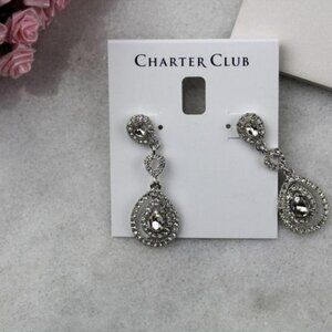 Silver-Tone Pave Orbital Drop Earrings
